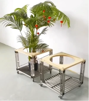 Custom Movable Stainless Steel Plant Stand with Marine Board Shelves