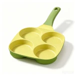 4 Hole Maifan Stone Non-Stick Egg Frying Pan Wooden Handle Multifunctional Breakfast Pan For Gas Induction Cooker