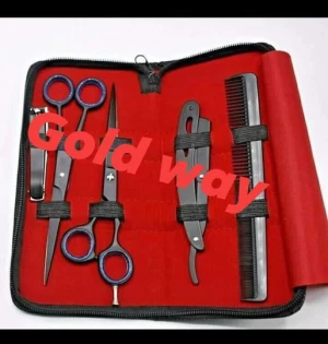 Professional Hair Cutting Scissor  Razor Comb And Nail Cutter Hight Quality Stainless Steel Black Color Scissor
