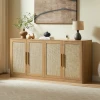 Modern Rattan 4 Door Buffet Cabinet Large Sideboard Credenza for Living Dining Hotel