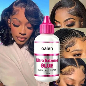 Clear Invisible 2oz Lace Wig Adhesive Private Label Waterproof Sweat Resistant Quick Dry Strong Hold Glue for Daily Wig