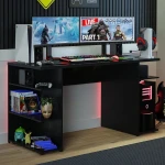 Madesa Large Gaming Computer Desk 53 Inch with 5 Shelves Cable Management Student Study Wooden Table Home Office Gamer