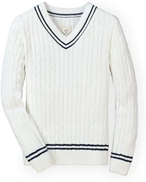 Cricket Clothing Sports Sweater Plain V Neck Heavy Wool Acrylec Cabel Knitted Full Sleeve Sweater