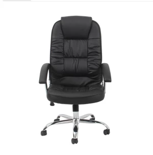classic boss office chair with black PU Seat Adjustable Chrome Legs black PU Wheels