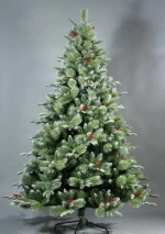 6FT PE, PINE NEEDLE, PVC MIXED CHRISTMAS TREE WITH RED BERRIES AND PINE CONES
