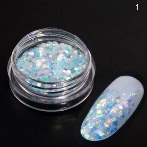 1 Case Colorful Laser Hexagon Shape Chunky Glitter Nail Art Sequins 12 Colors Flakes Glitters for Face Body Eye Hair Decorations