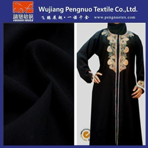 100% polyester wool peach fabric for arab / korean black abaya for keffiyeh arab scarf fabric