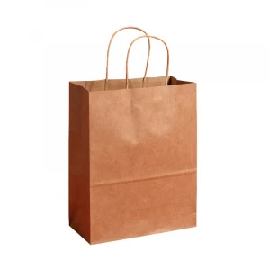 100% Recyclable Brown Shopping Paper Bag, Kraft Paper Bags, Custom Gift Paper Bags with handles