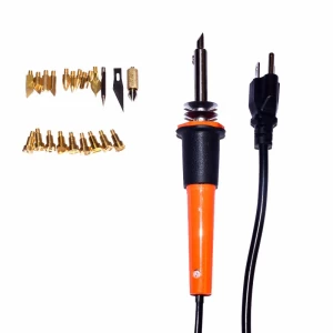 120V 30W US 3pin Plug 22 tips Orange handle WoodBurning Pen soldering iron Hobby Kit tool
