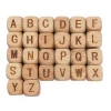 12mm Square Cube  Alphabet Letter Beech wooden Beads