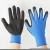 Import 13 gauge blue spandex knitted gloves coated with black sandy nitrile on palm from China
