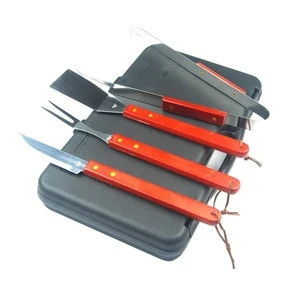 18pcs BBQ Tools Stainless Steel Grill Wooden Handle Needle Fork Set Barbecue Tools Set for Outdoor Camping Picnic
