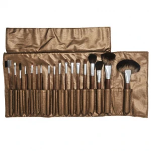 18PCS Professional Makeup Brush Set with Golden-Brown Pouch