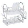 2 Tier stainless steel  kitchen dish racks metal dish drying racks table storage dish rack(AWK104)