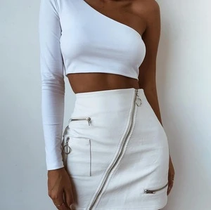 2018 antumn fashion women Suede Patchwork white Tiered zipper pencil mini skirts