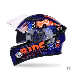 2018 Motorcycle helmet full - helmet style cool personality four seasons horns motorcycle racing helmet