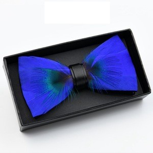 2019 mens bow tie set in a box Mens handmade natural feather bow tie