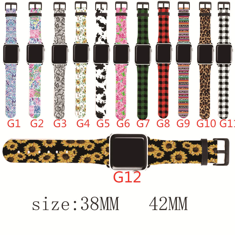 2019RTS Hot Products  38mm 42mm Watch Band Strap For Apple   I watch Leopard Plaid Printed PU Watchs Band Straps