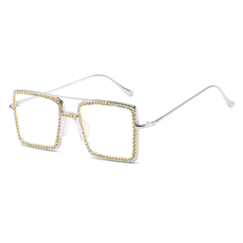 2020 new arrival charm elegant square rhinestone unisex sunglasses shining vogue eyewear
