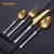 Import 2020 OEM new matte shiny gold plated 304 stainless steel cutlery silverware set flatware from China