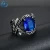 Import 2021 Latest Fashion Natural Gemstone Big Blue Stone Diamond Stainless Steel Mens Rings from China