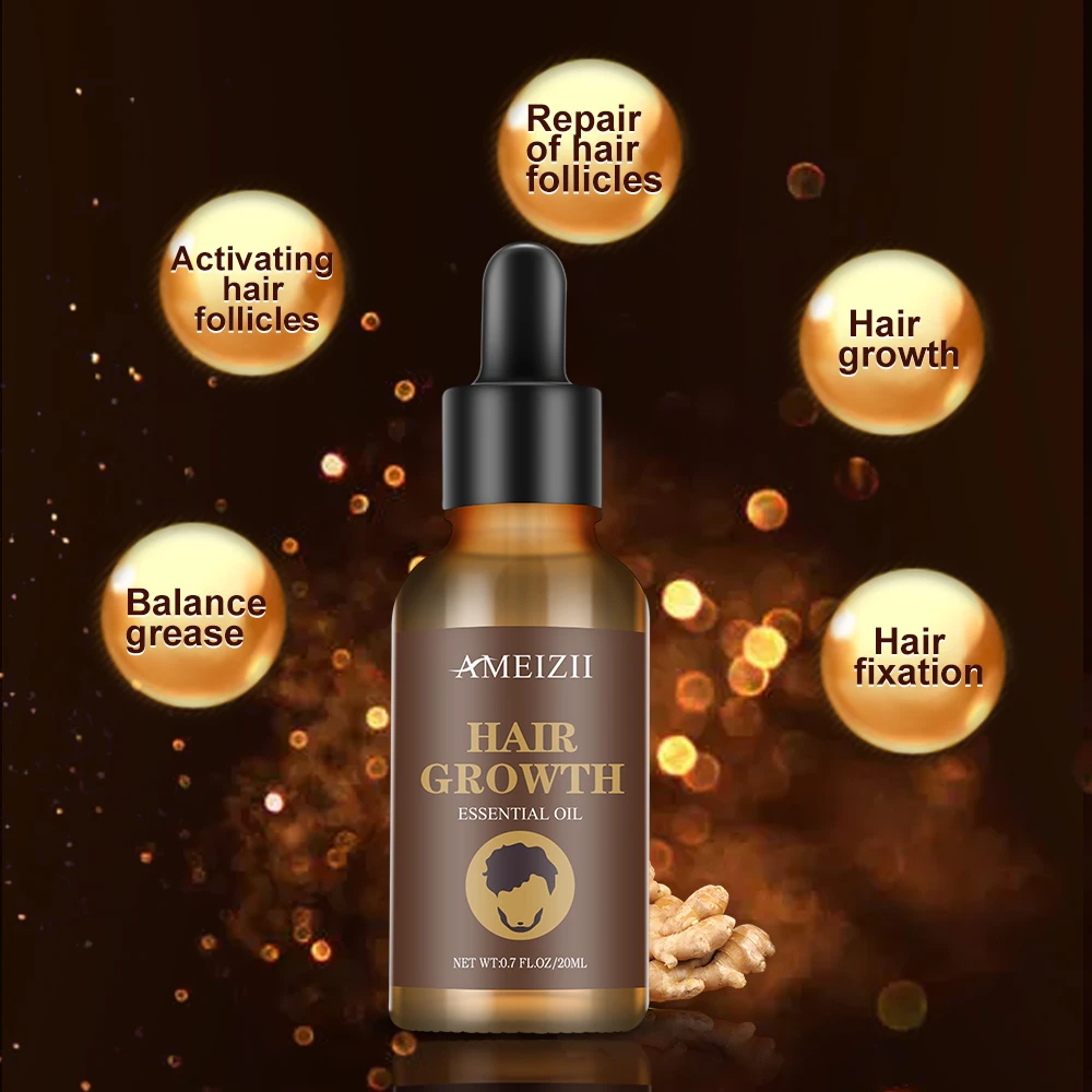 2021 New Arrivals Hair Loss Treatment Oil Organic Ginger Regrowth Essence Aceites Esenciales Soin Cheveux Men Hair Growth Serum