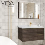 2021 New Design Wall Mounted Ply-Wood Modern Bathroom Vanity with LED Mirror Cabinet