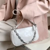 2021 new fashion luxury pu vegan leather underarm bag women handbags ladies shoulder armpit bags with chain