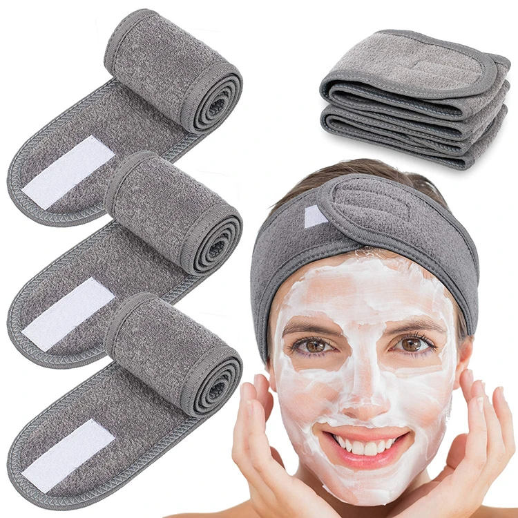 2021 Wholesale Custom Beauty White Black Facial Make Up Yoga Womens Terry Cloth Spa Headband
