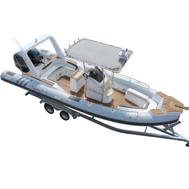24.5ft 7.6m CE Inflatable Boat with Double 150hp Motor Sport RIB Boat Hypalon Fiberglass Hull Rowing Boat