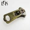 3 5 Custom Fashion Design Zipper Slider Stainless Steel Zipper Head Spring Lock Puller Antique Brass SS YG Slider For Jeans