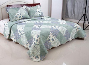 3 pieces floral print twin queen king size quilted embroidered skirted coverlet bedspread bed spread set