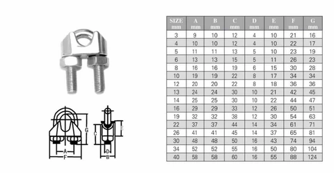 304 Stainless Steel Wire Rope Cable Clip Clamp U Bolt Saddle Fastener