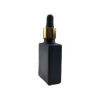 30ml square matte black opaque essential oil glass dropper bottles for cosmetic with black rubber gold cap