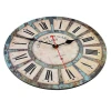 34cm Vintage Wall Art Painting Needle Display Silent Quartz Distressed Wooden Clock