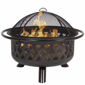 36&#39;&#39; Bronze Fire Bowl Fire Pit Patio Backyard Outdoor Garden Stove,Large Black Crossweave Fire Pit with Spark Screen
