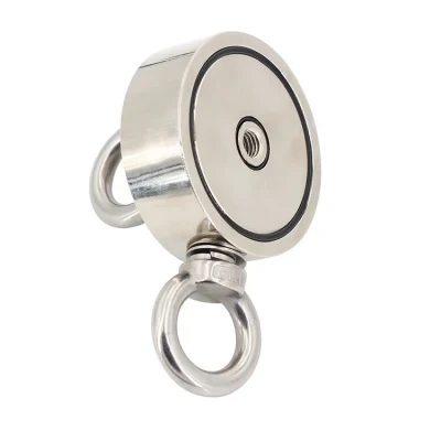 450kg 1000lbs N35 D116mm Super Strong Round Neodymium Double-Side Fishing Magnet with Eyebolt