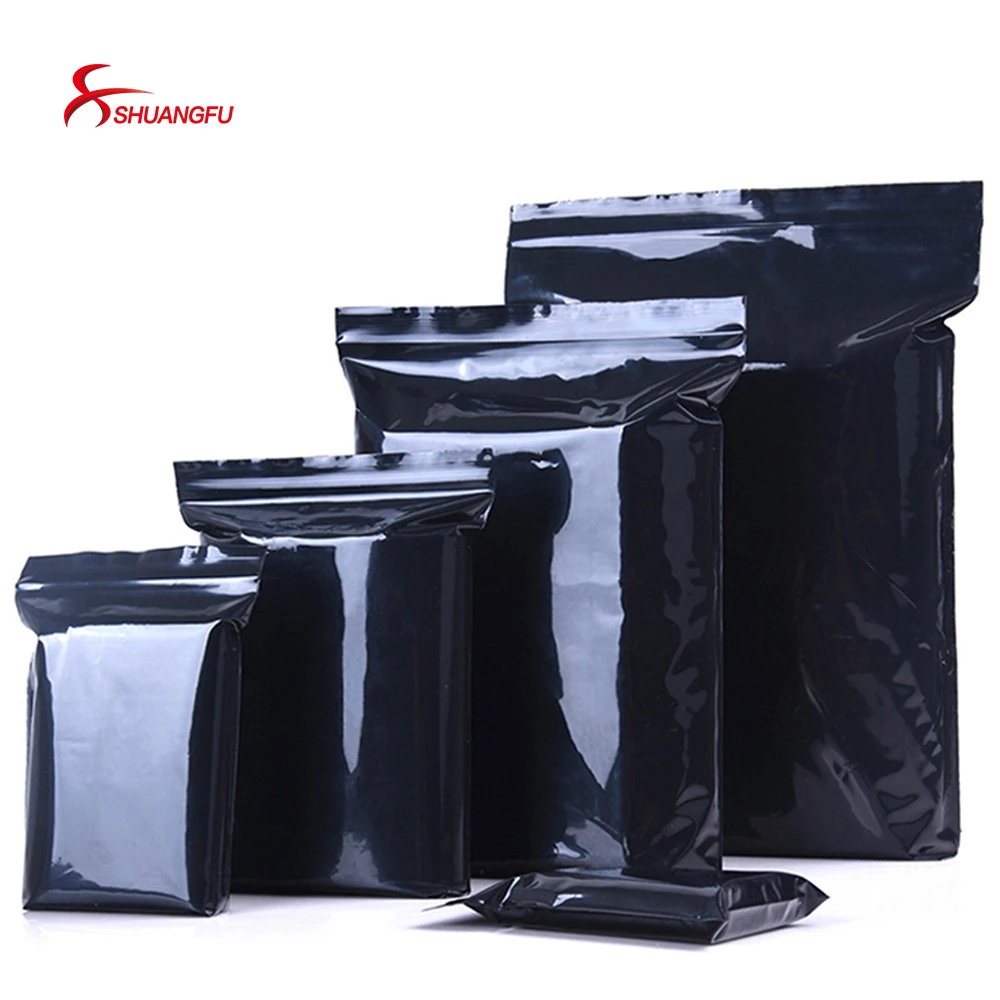 5*7cm 100PCS Pack All Purpose High Barrier Black Pe Plastic Zipper Lock Packaging Bag With Custom Printed LOGO