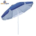 6.5 Ft Outdoor Big Beach Umbrella Sun Shelter with Tilt Air Vent and Carry Bag UPF 50+ Navy Blue