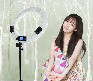90W Fill Light Photographic Ringlight 18 Inches Selfie Led Ring Light with LCD Screen Battery Light Stand