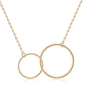 925 simple silver interlocking two circles necklace N10044