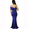 A103 2020 Women Blue One Shoulder Sleeve Slit Maxi Party Long Evening Prom Dress