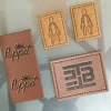 Accessory Maker Sew on Custom Design leather label Debossed Logo Small PU Leather Patches Labels for Hat and Bag