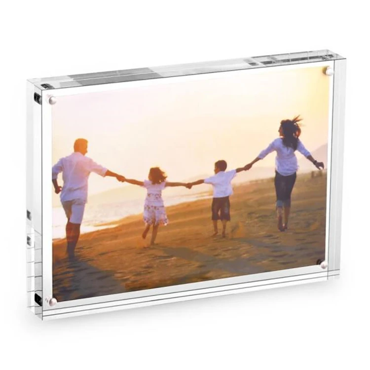 Acrylic Photo Frame Tabletop Desktop Picture Frame Magnetic Acrylic Block Holder with Gift Package