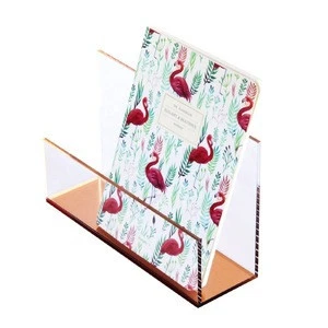 Acrylic plexiglass office tabletop organizer rose gold color mail letter holder