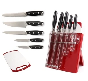 Acrylic Stand Kitchen Knife Set with Cutting Board