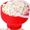 Amazon Hot Sell Popcorn Microwave Silicone Foldable Red High Quality Kitchen Easy Tools DIY Popcorn Bucket Bowl Maker With Lid