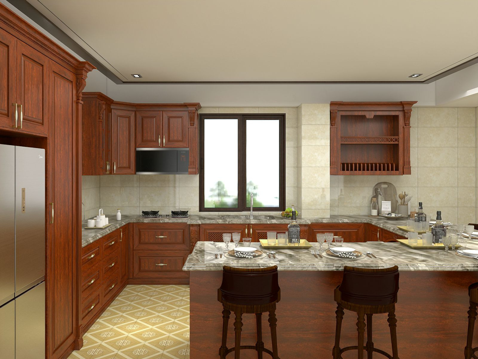 Buy American Classic Modular Kitchen Cabinet Furniture Oak Solid Wood ...