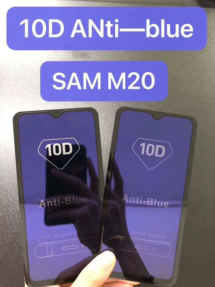 anti blue Ray 10D Full Glue Full Cover Eyes Protection tempered glass screen protector film for Samsung Galaxy M20