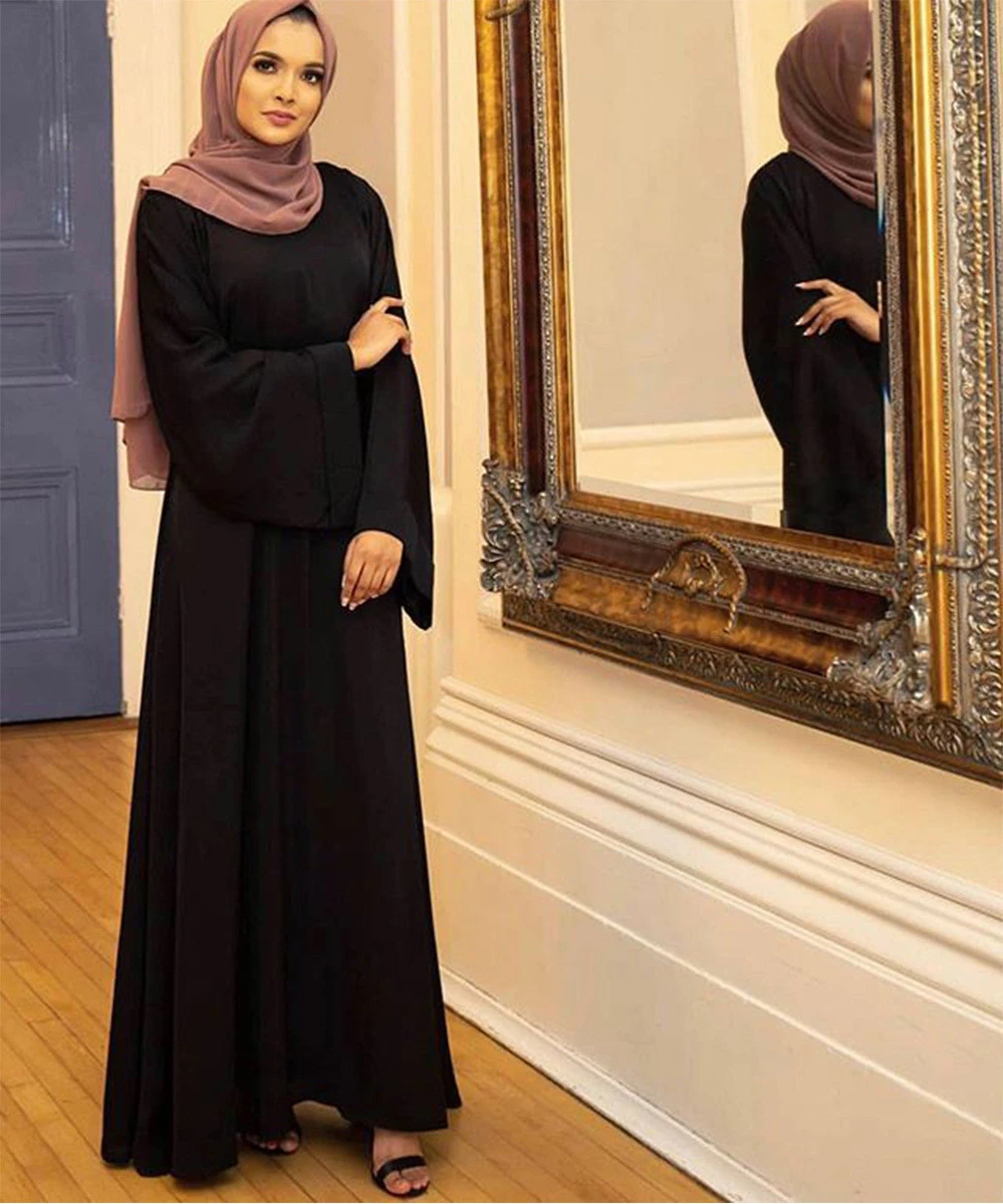 Arab Turkish Jilbab Dubai Long Muslim Women Islamic Dresses Plain White Color Latest Designs Pray Simple Black Abaya